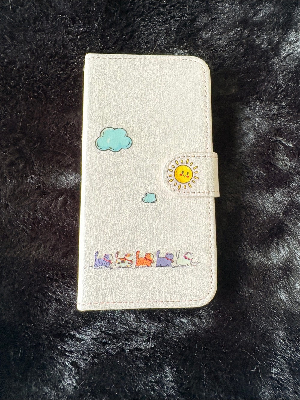 Pastel Pink Cat Print Wallet Case / Faux Leather iPhone X/XS Cover